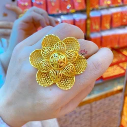 Popodion New 24K Gold Plated Flower Women's Ring Bridal Wedding Accessories Exquisite Gift YY10277
