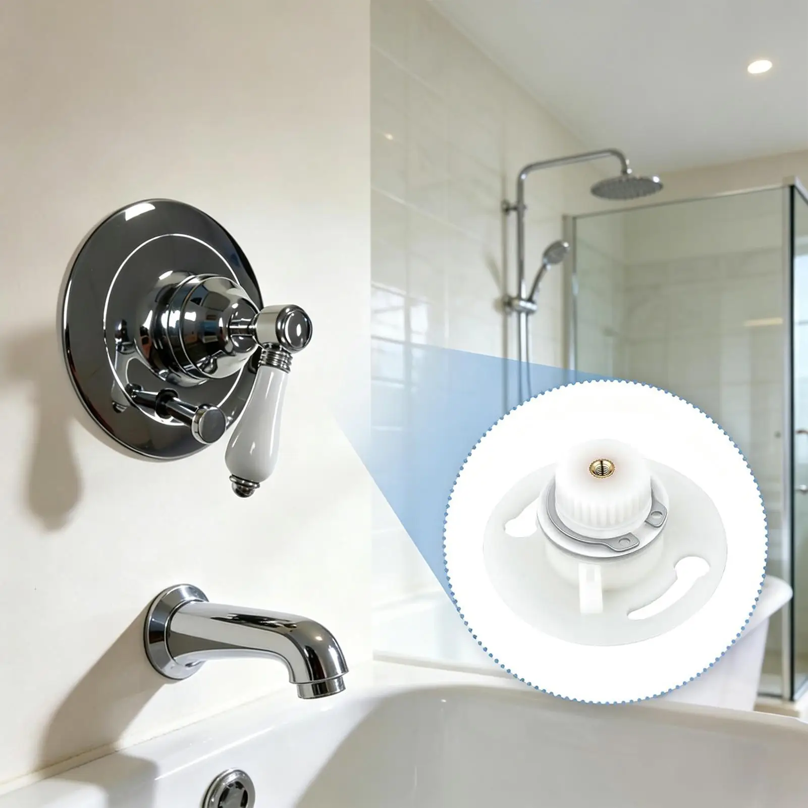 

Durable Intermediate Handle Set With Auxiliary Ring, Anti Loose Structure, Versatile Household Accessory For Bathroom Daily