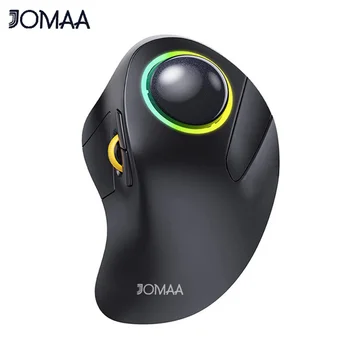 JOMAA RGB 백라이트 무선 트랙볼 마우스, 2.4G 충전식, 인체 공학적 롤러볼 게이밍 마우스, 노트북 맥 아이패드 게임용