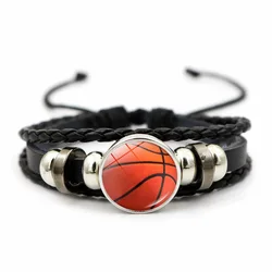 Soccer Basketball Leather Bracelet Versatile Sports Ball Baseball Volleyball Women Beaded Bracelet Hand Jewelry