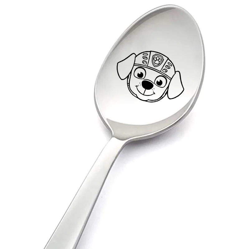 باو باترولز الأطفال الفولاذ المقاوم للصدأ ملعقة الكرتون أدوات المائدة الاطفال لطيف ملعقة شوربة صبي فتاة ملاعق كبيرة القهوة خلط الهدايا #5