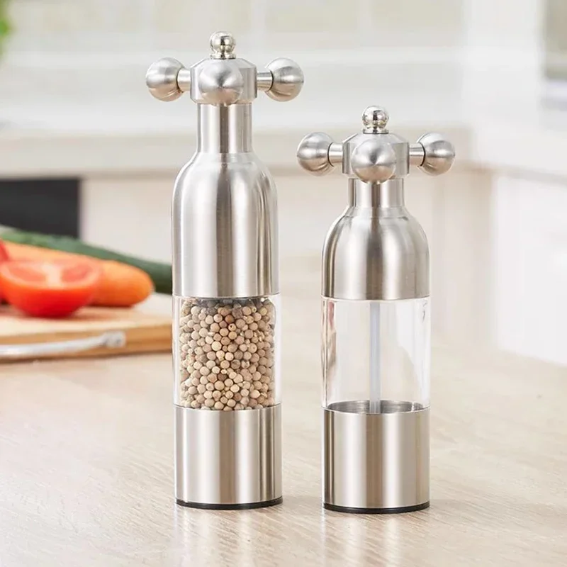 Manual  Pepper Grinder Hand Driven Sea Salt Mill Stainless Steel Ceramic Spice Sauce Grinding Bottle BBQ Accessories