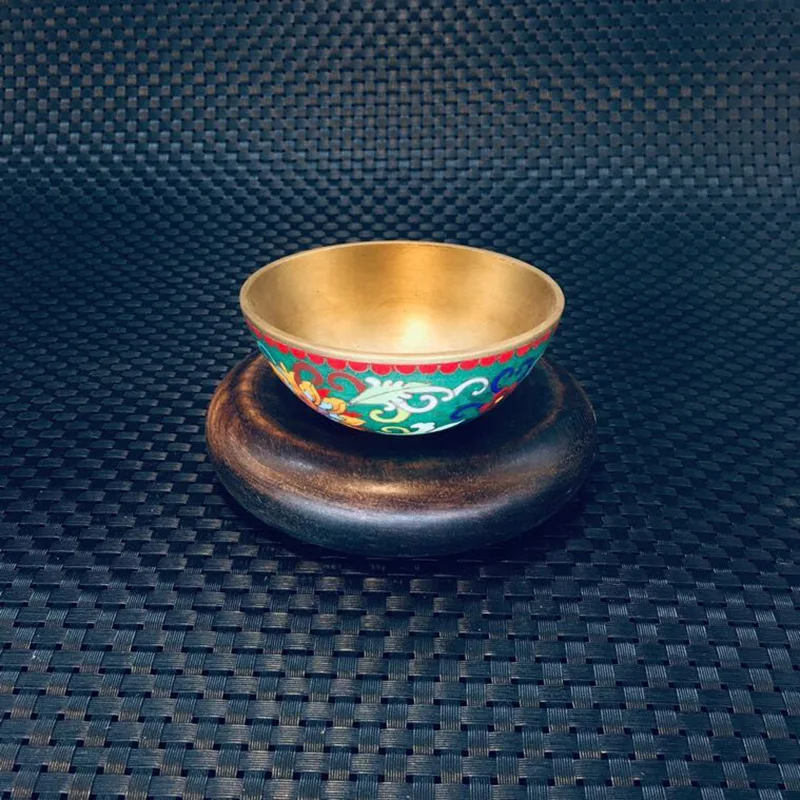 Bronze Cloisonné Wealth-Attracting Gold Dining Ornament Antique Collection Enamel Painted Brass Bowl Decoration