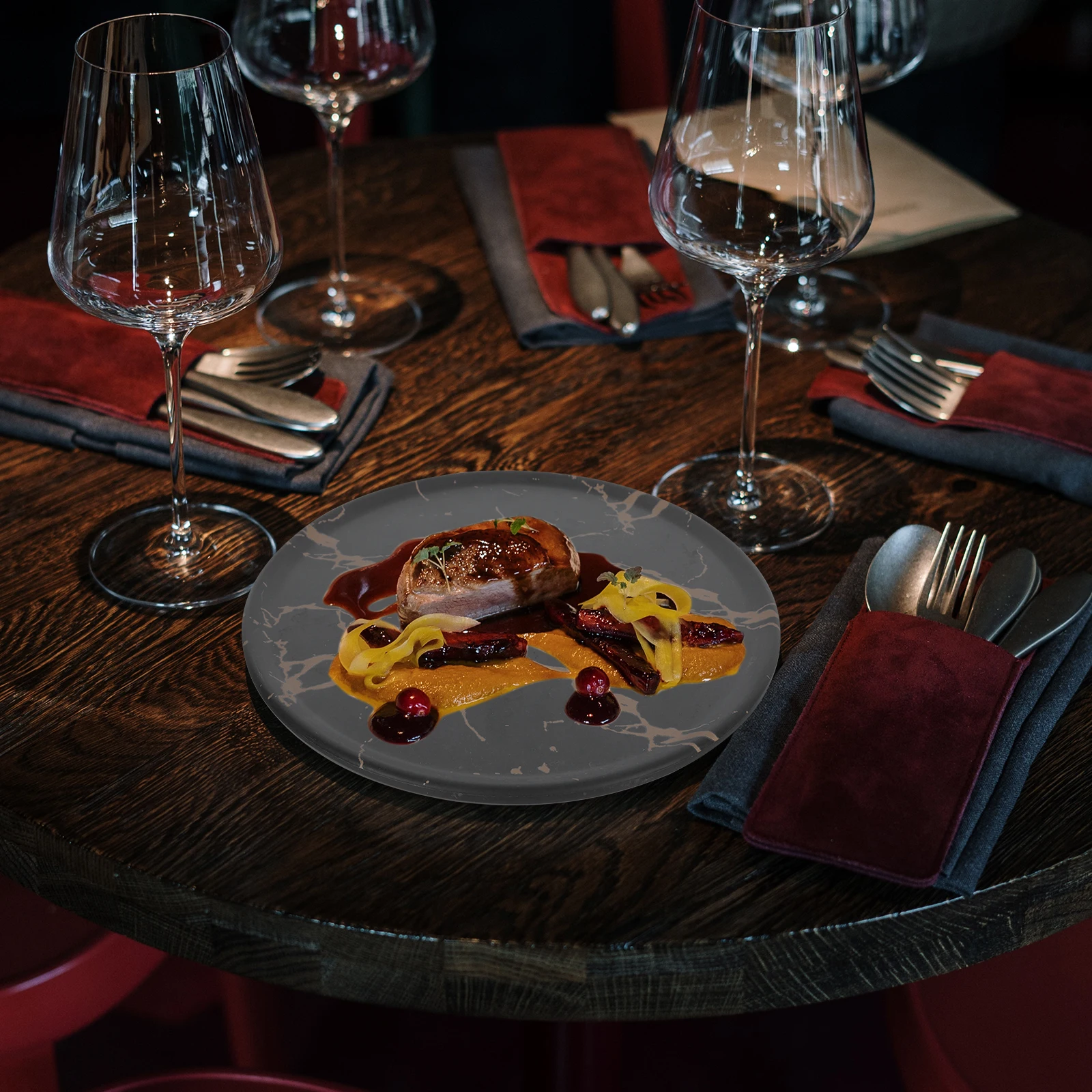 

Marble Plate Melamine Dinner Plates Food Container Steak Tray Pasta Plate Dessert Tableware Round Pan Household Storage Kitchen