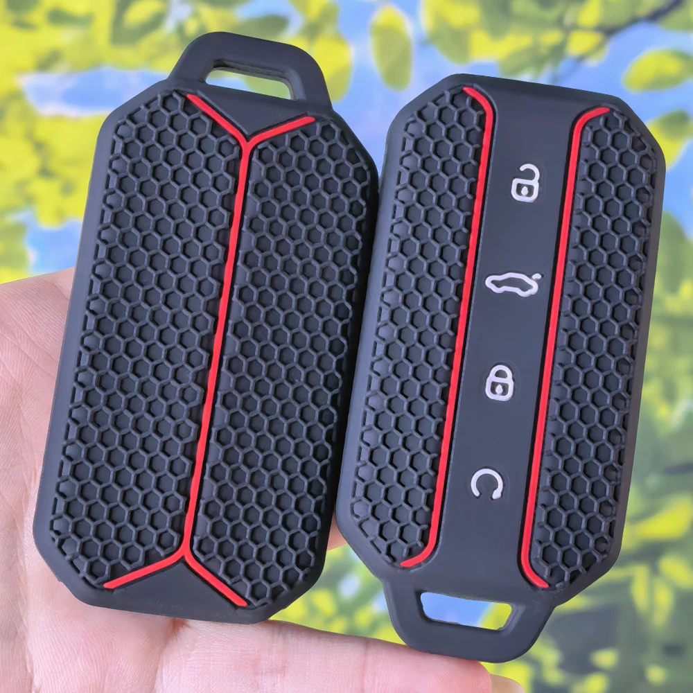 Embossed Honeycomb Key Case For Chery Jaecoo J5 J7 2025 2026 Durable Silicone Smart Car Remote Fob Shell Holder Protector