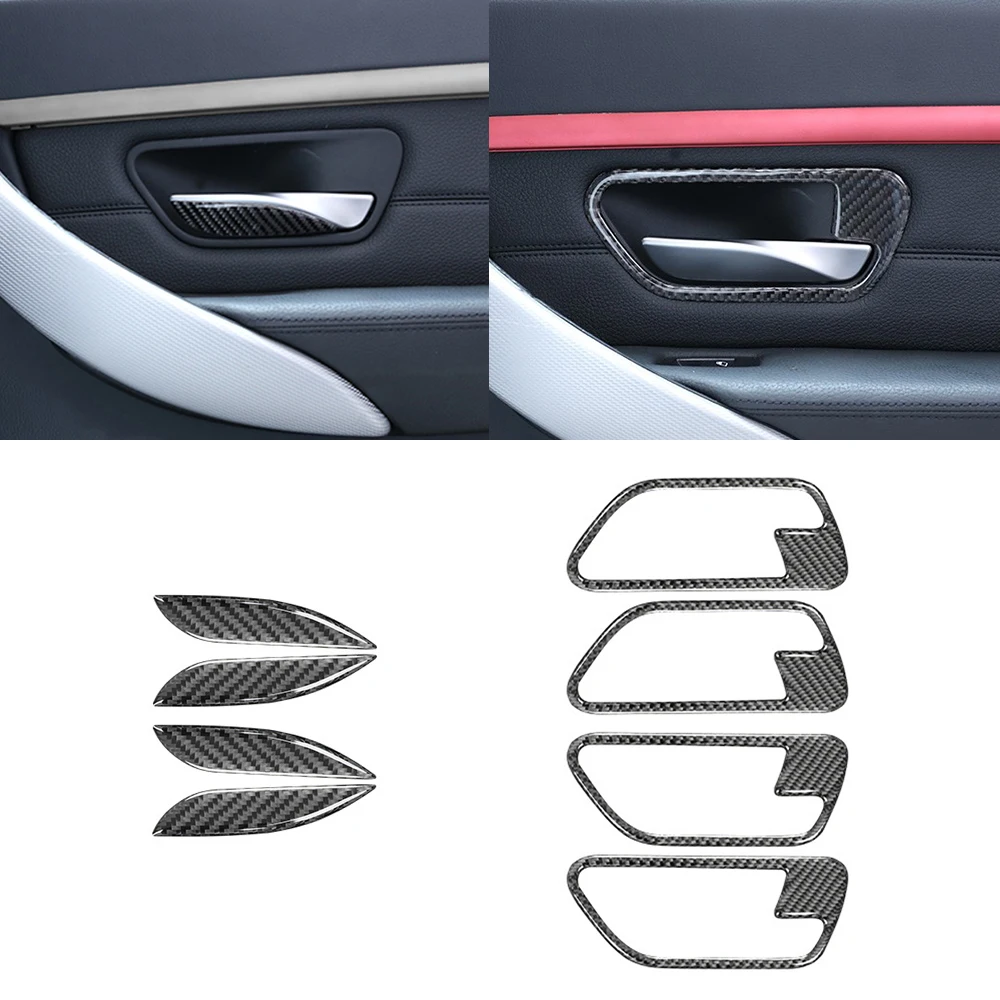 

For BMW 3 4 Series F30 F32 2013-2018 Real Carbon Fiber Car Interior Door Pull Handle Bowl Sticker Cover Trim