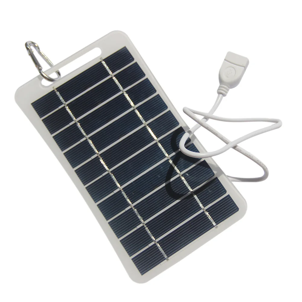 USB Solar Panel with DC Male to Male Cable- Solar USB Charger 5v 2w Handle Charging Panels for Mini Fan Power Bank Camping