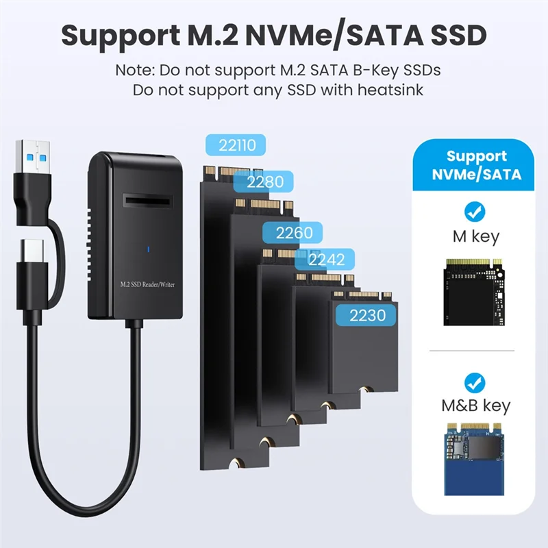 

HJ-M.2 Mobile SSD Easy Drive Cable Nvme Protocol With Type-C 3.2 Interface For External M2 Solid State Drives