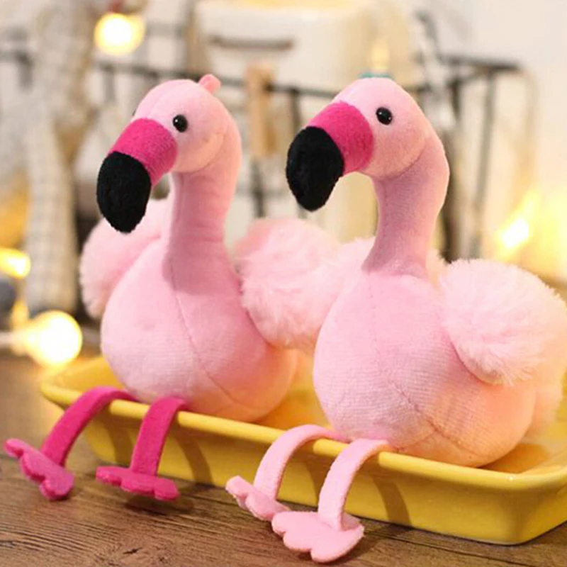 Lovely Flamingo Plush Toy Keychain Ring Pendant Soft Toy Key Ring Backpack Decor