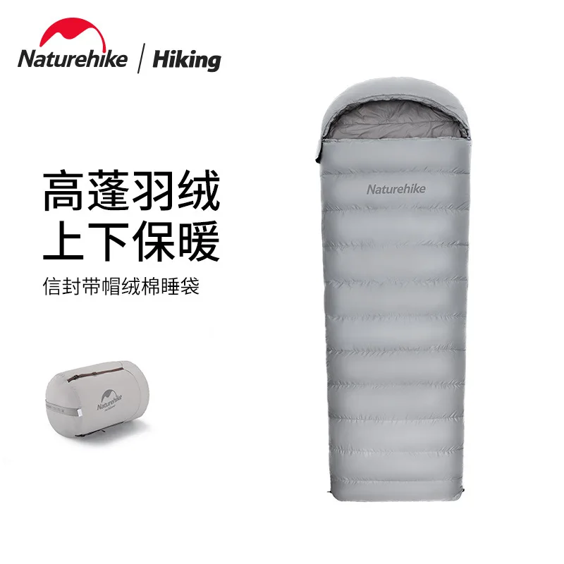 Naturehike-Outdoor Camping Envelope with Hood, Woolen Cotton Sleeping Bag, Can Be Spliced, Comfortable and Warm