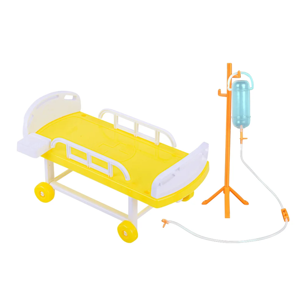 Cama médica simulada, juguete de simulación de cama enferma, Mini juguetes infantiles de Hospital de imitación, decoración del hogar y botella de infusión