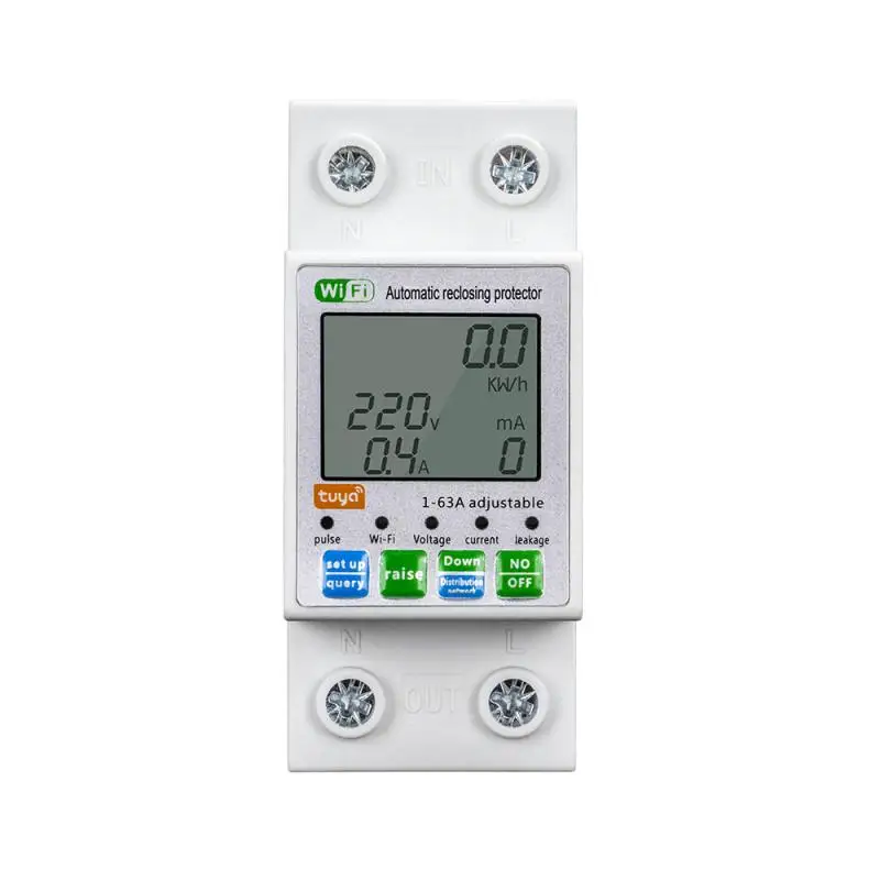 Smart life Tuya WIFI Energy kWH Meter Prepaid energy meter 2P 63A Circuit Earth Leakage Over Under Protector