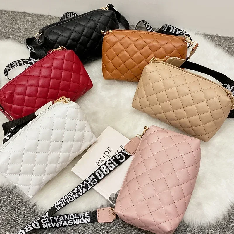 Women Small Messenger Bags Trend Rhombus Embroidery Solid Color Camera Bag Female Fashion Mobile Phone Shoulder Crossbody Bags