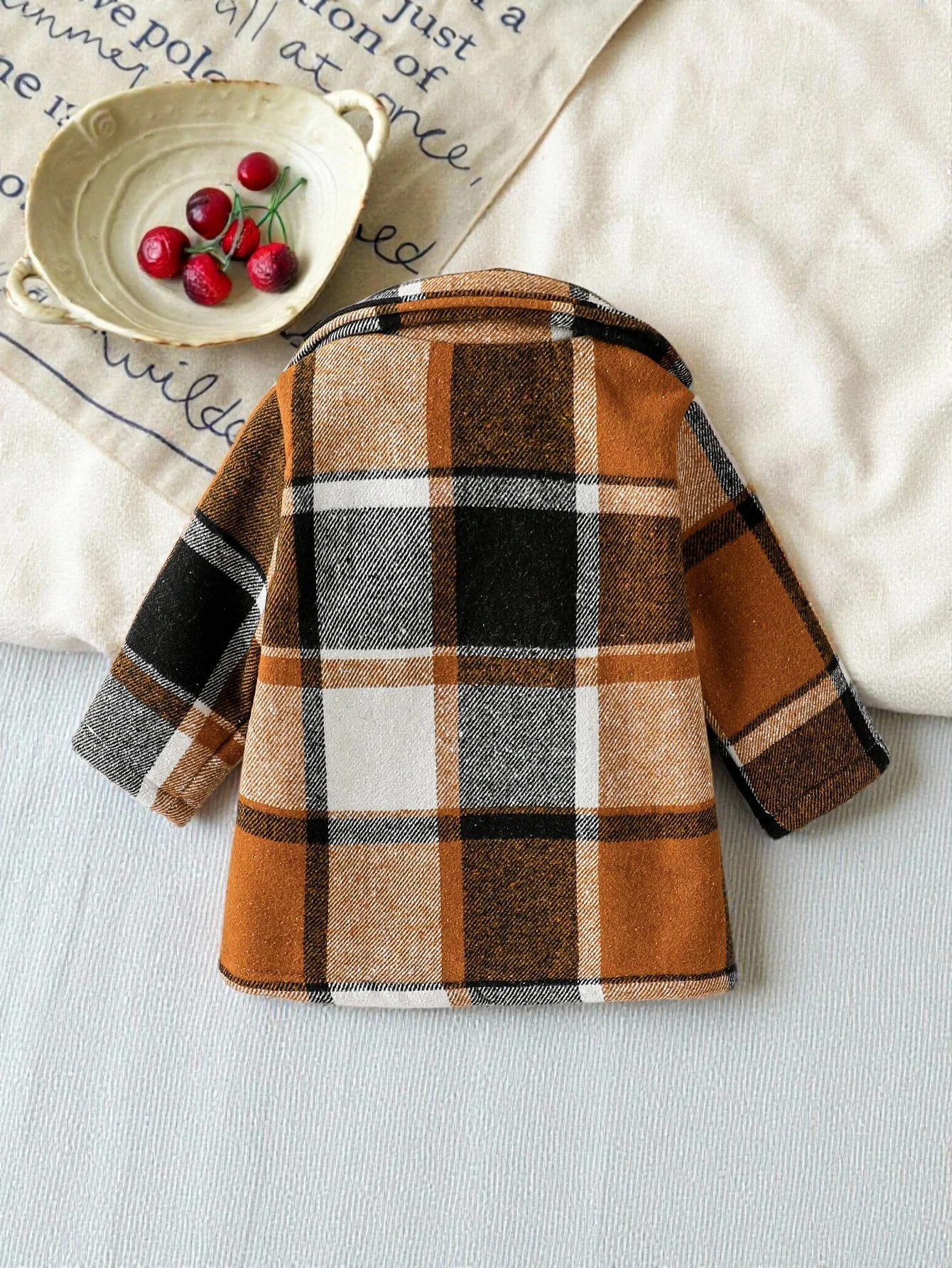 2025 Fashion Korean Style Boy Baby Gentleman Lapel Coat Plaid Long-Sleeved Matches Everything For 1-3Y Outdoor Wear
