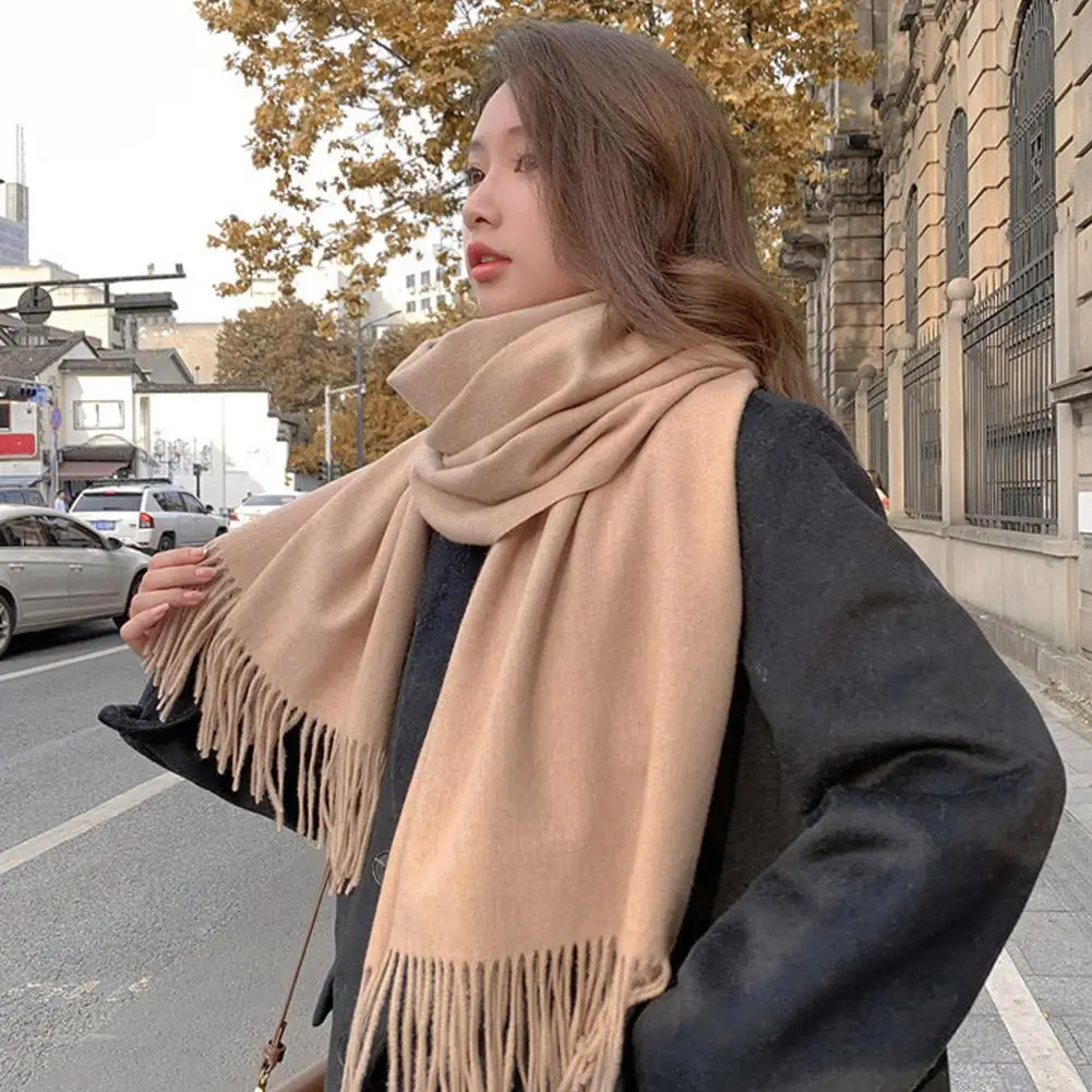 Black Scarf Cashmere Woman Wool Ladies Scarf Warm Checkered Scarf Women's Winter Scarves for Ladies Unisex Bandana Head Scarf