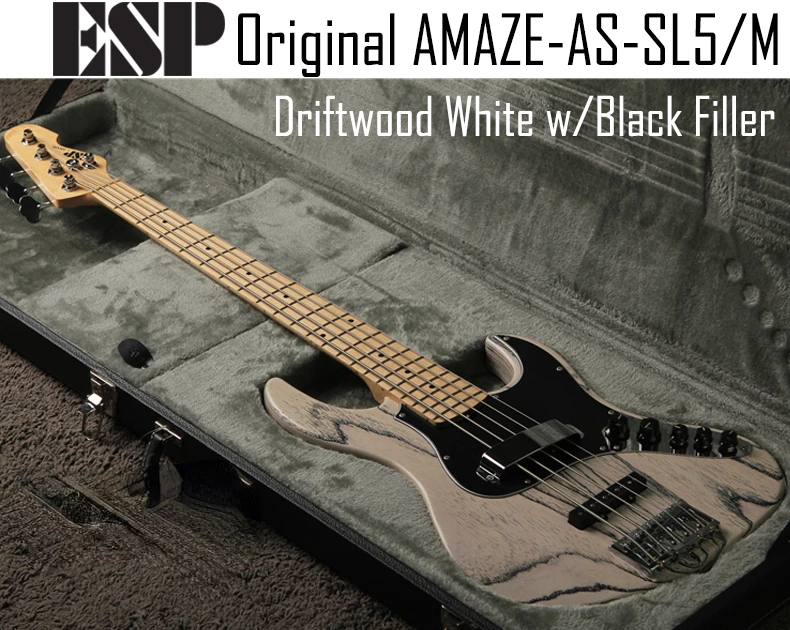 Japanese ESP Original AMAZE-AS-SL5/M Driftwood High-End 5-String Customized Electric Bass