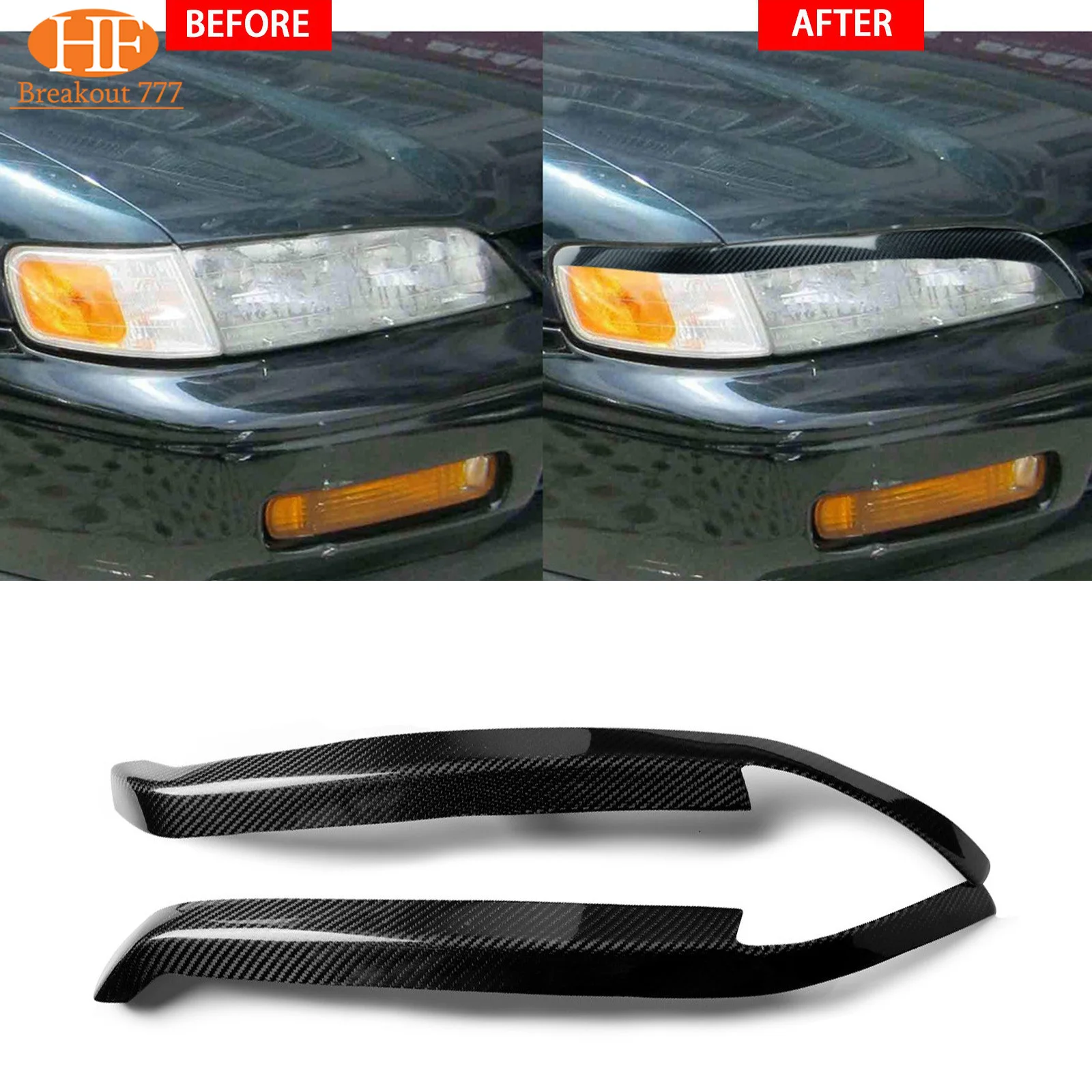 Carbon Fiber Car Headlight Eyebrow Eyelid Cover For Honda Accord 1994-1997 1995 1996