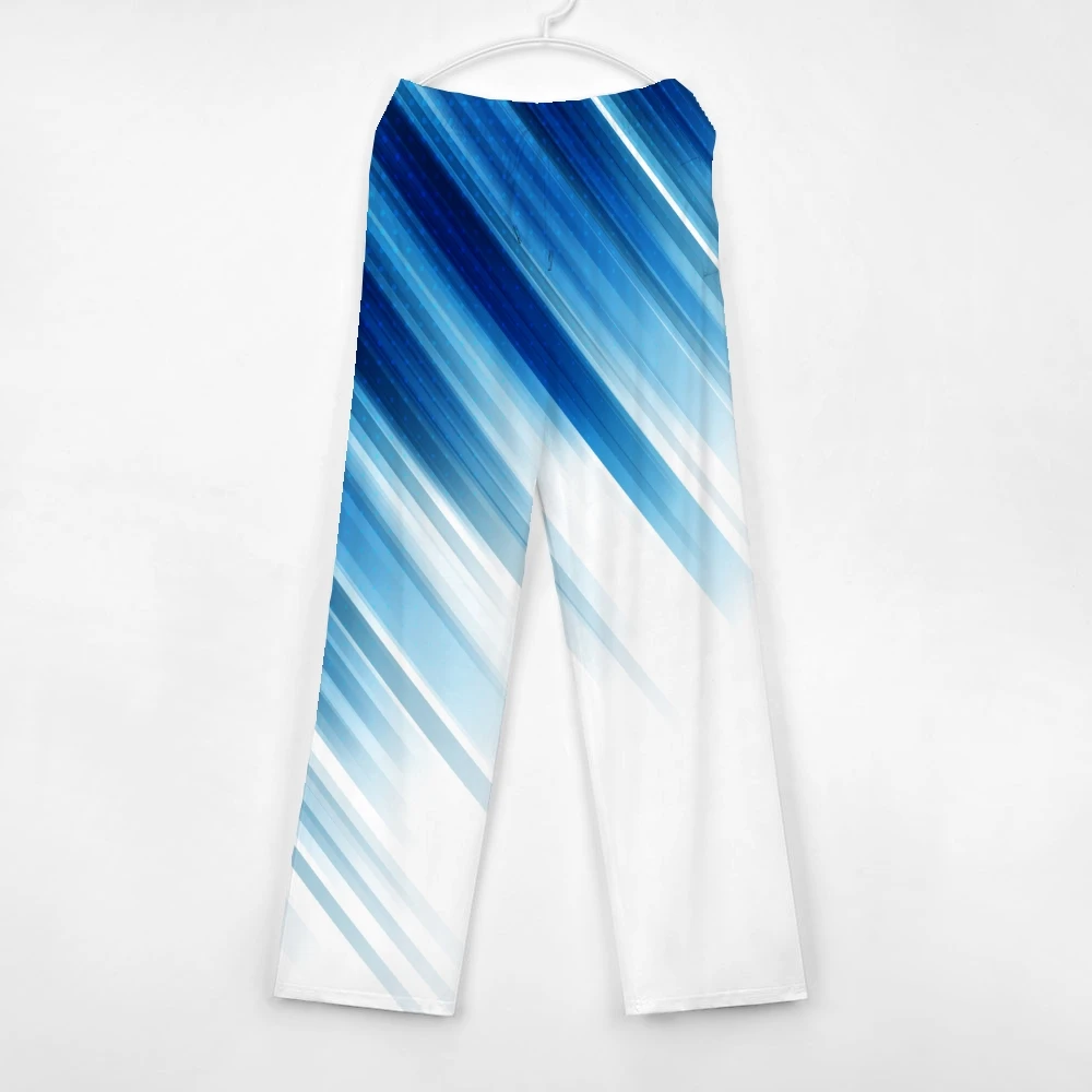 Pantalones de pijama de Línea Azul y blanca para hombre y mujer, ropa de dormir supersuave, Unisex, con bolsillos y cordón