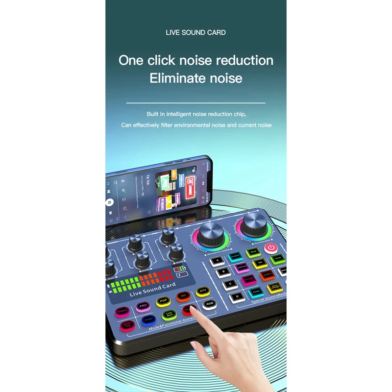 Live Sound Card Professional Gaming Sound Card Audio Mixer for Karaoke Broadcast KTV Singing Live Sound Mixer-AC17