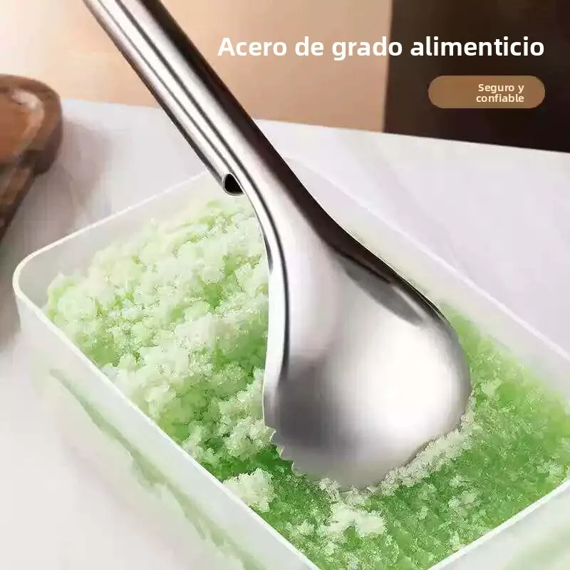 Cuchara Manual de Acero Inoxidable para Hacer Hielo, Cuchara para Hielo en Escamas para Uso Doméstico, Cuchara Grande para Hi...
