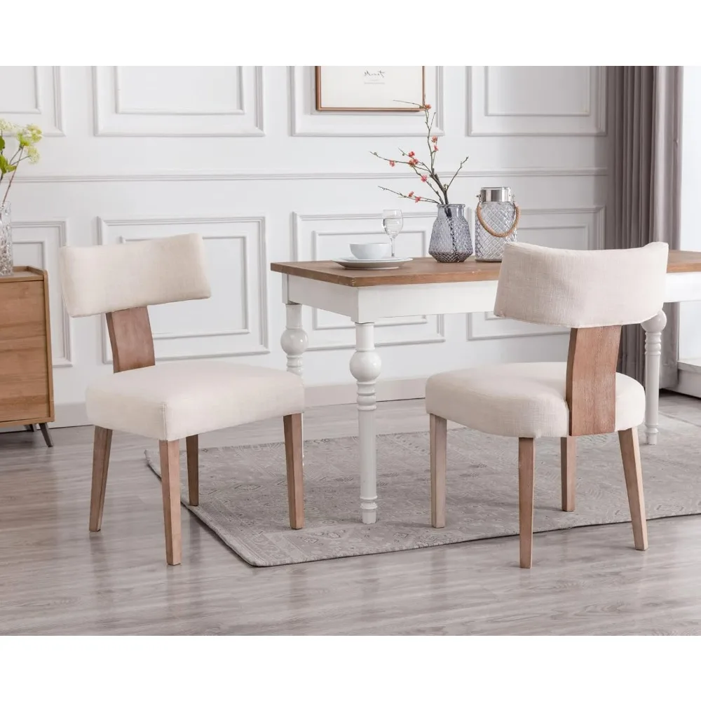 Medieval Modern Dining Chair 2-piece Set, Wooden Legs and Curved Back Farmhouse Dining Chair Living Room Side Chair