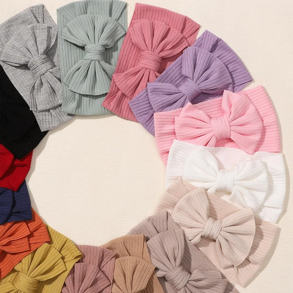 3 stücke Gestrickte Kinder Haarband Einfarbig Streifen Nette Bogen Stirnband für Infant Baby Kinder Sport Haar Zubehör Großhandel