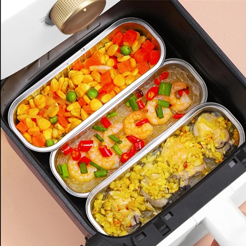 50JC 5 Pieces Tin Foil Boxes Foil Baking Pans Tin Foil Trays Foil Barbecue Box Aluminum Foil Lunch Box Tin Foil for Air Fryer