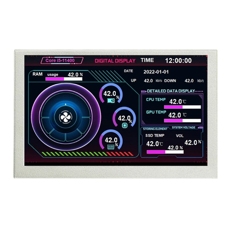 

5inch IPS USB Screen AIDA64 PC CPU Data Monitors Computer Temperature Display Type C 800x480 Sub Screen