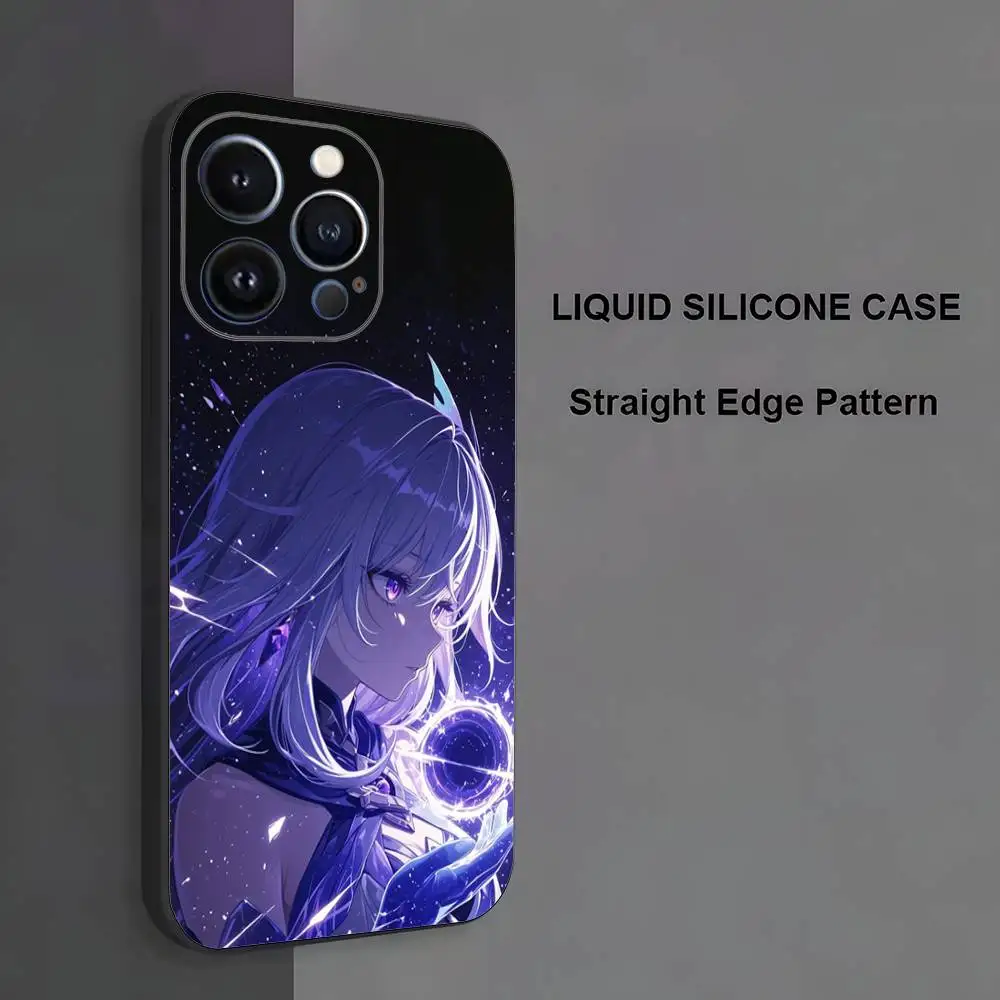 Skirk Genshin Impact Phone Case لهاتف iPhone 17,16,15,14,13,12,11، Pro Max، XS، X، XR، SE، Mini، 8، 7، غطاء أسود من السيليكون الناعم