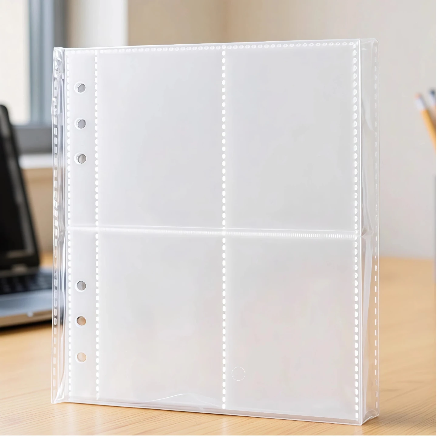 A5 4 Pockets 6 Hole Photo Card Sleeves Binder Refill Page Trading Holder Album For Baseball YuGiOh Pokemon Sports Cards Kids Toy