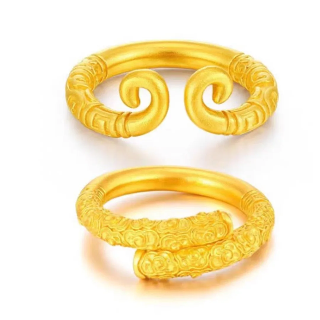 Ring, men and women, gold-plated, black, mythological, Wukong, golden hoop, stick, Journey to the West, fashionable jewelry