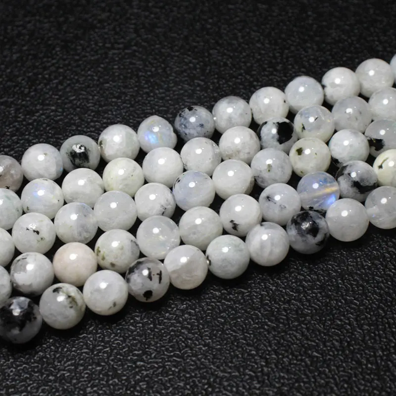 Fine Natural Sri Lanka Ink Blue Moonstone Round Gemstone Beads For Jewelry Making  DIY Bracelet Necklace 6/8/10MM 1strand 15\'\'