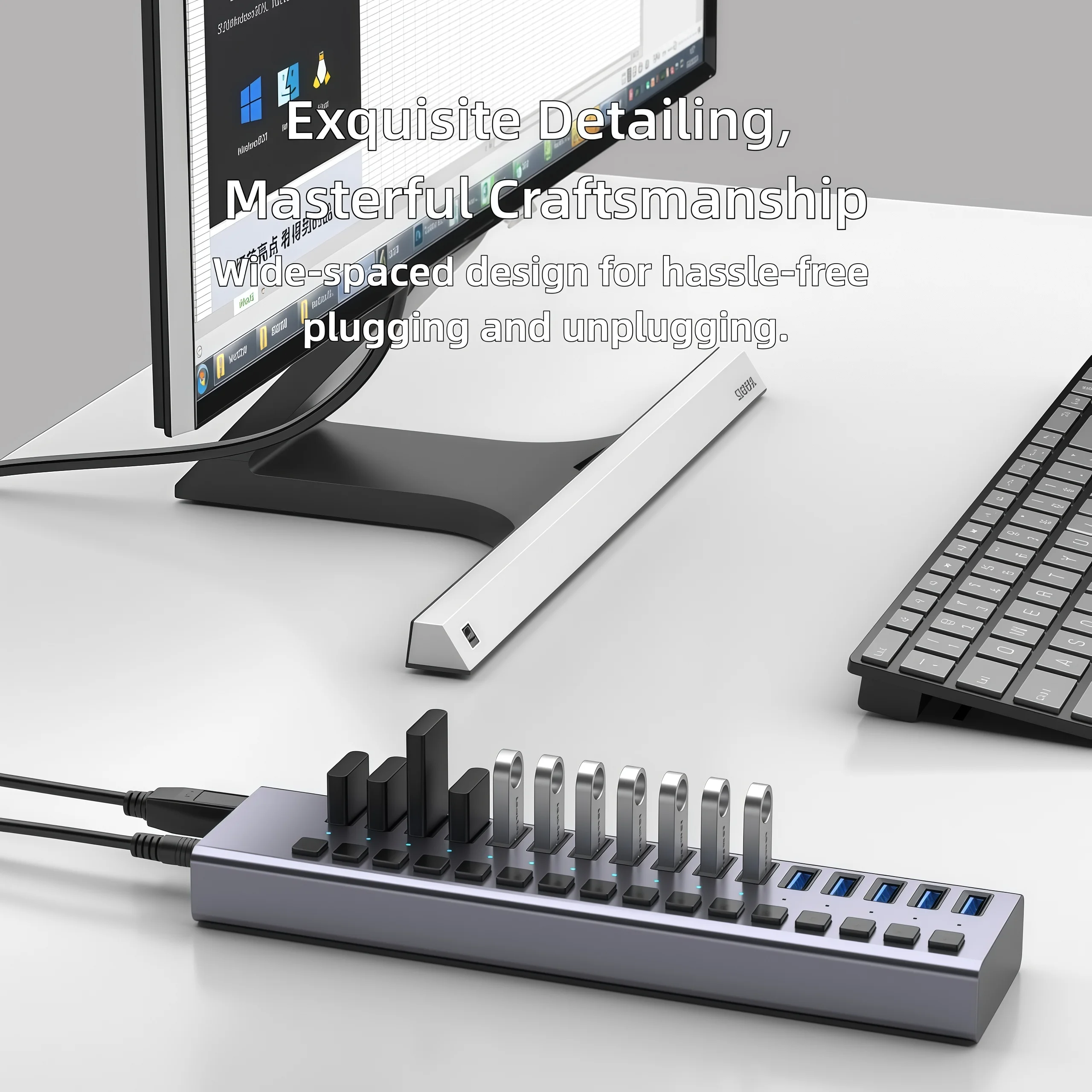 USB Hub 3,0 multipuerto de alta velocidad 16 10 7 puertos interruptor de encendido y apagado con fuente de alimentación adaptador divisor USB extensión de puertos múltiples