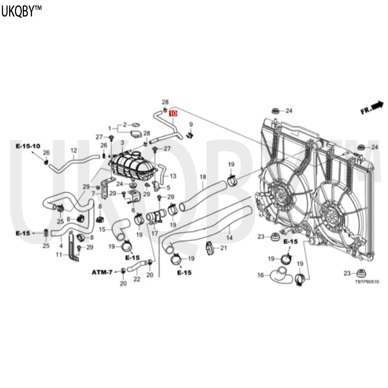 HOSE B, EXPANSION TANK IN. 191216P7H10