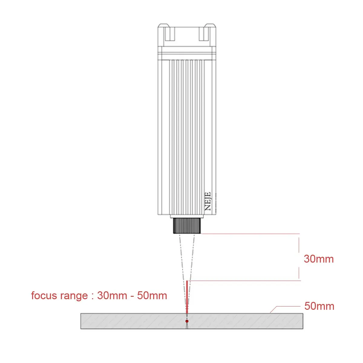 NEJE-lente óptica de enfoque corto/lente de enfoque Master 2 largo para máquina de grabado láser, reemplazo de cabezal, 3500mw/7w/20W/30W/40W