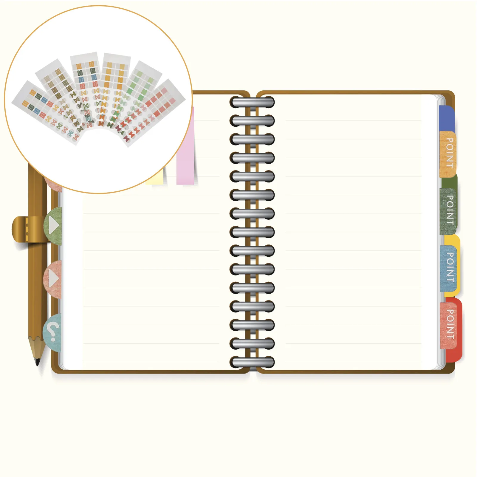 

6 Sheets Long-Lasting Adhesive Color Book Tabs Sticky Index Tabs for Annotating Books Page Markers Folder Binder Diary Catalog