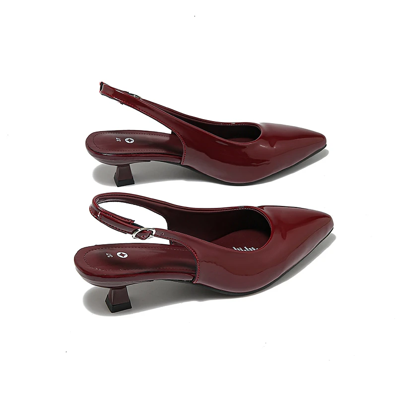 

Luxury Designer 2026 New Women's Pointed-toe High Heels Elegant Patent Leather Casual Open-heel Lightweight Party Sandals