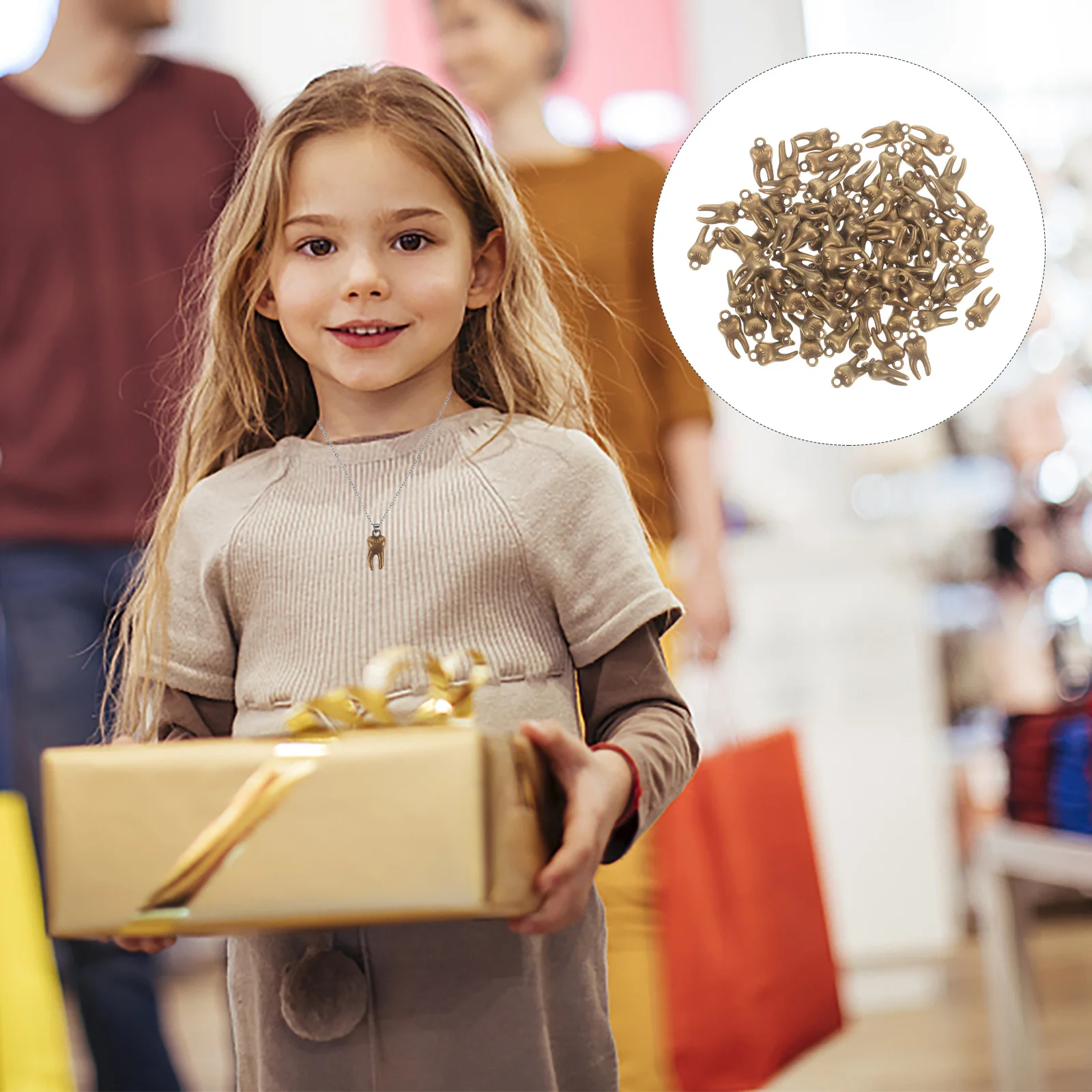 

100 шт., подвески в виде зубов из сплава в стиле ретро, сделай сам, изготовление ювелирных изделий, подвески с маленькими зубами для ожерелья, брелок, аксессуары для рукоделия