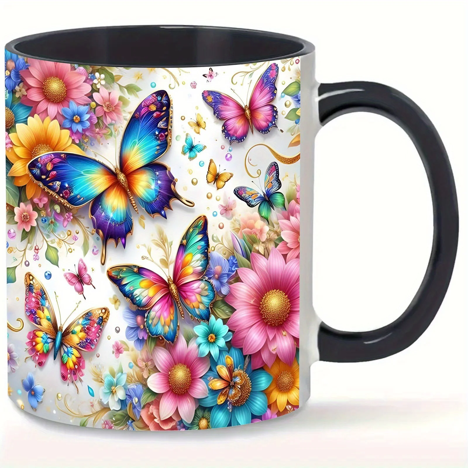 1 Piece, 11 Oz, Coffee Mug, Porcelain Butterfly Cartoon Character Mug - Perfect for Coffee, Tea, Milk - Perfect Birthday Gifts,