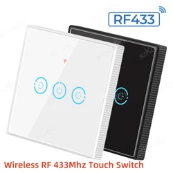 Smart Home Wireless Touch Switch LED Light Lamp 433MHZ Remote Control Glass Screen Wall Panel Button 1 2 3 Gang On Off