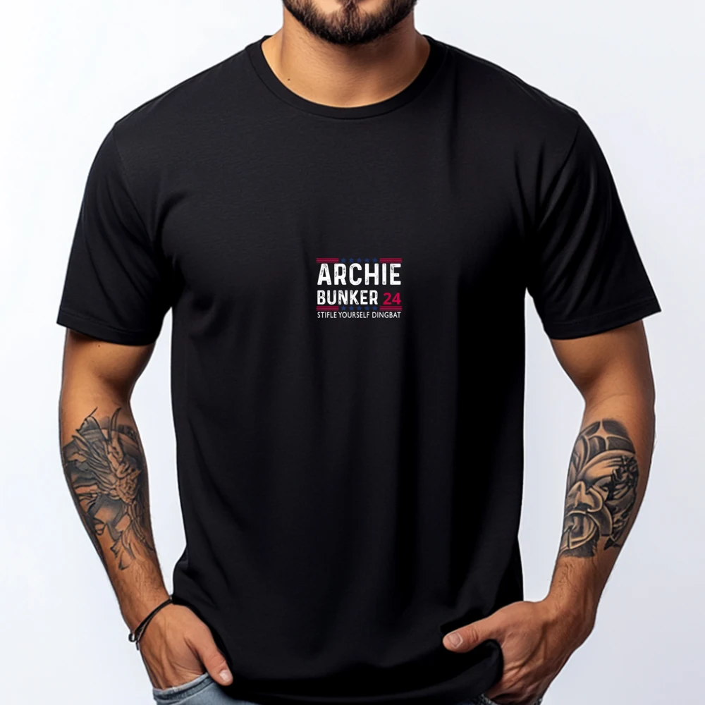 

Stifle Yourself Dingbat Teearchie Bunker 24 For President 2025 New T Shirt Short Sleeve Tee Mens Tshirts Happy New Years