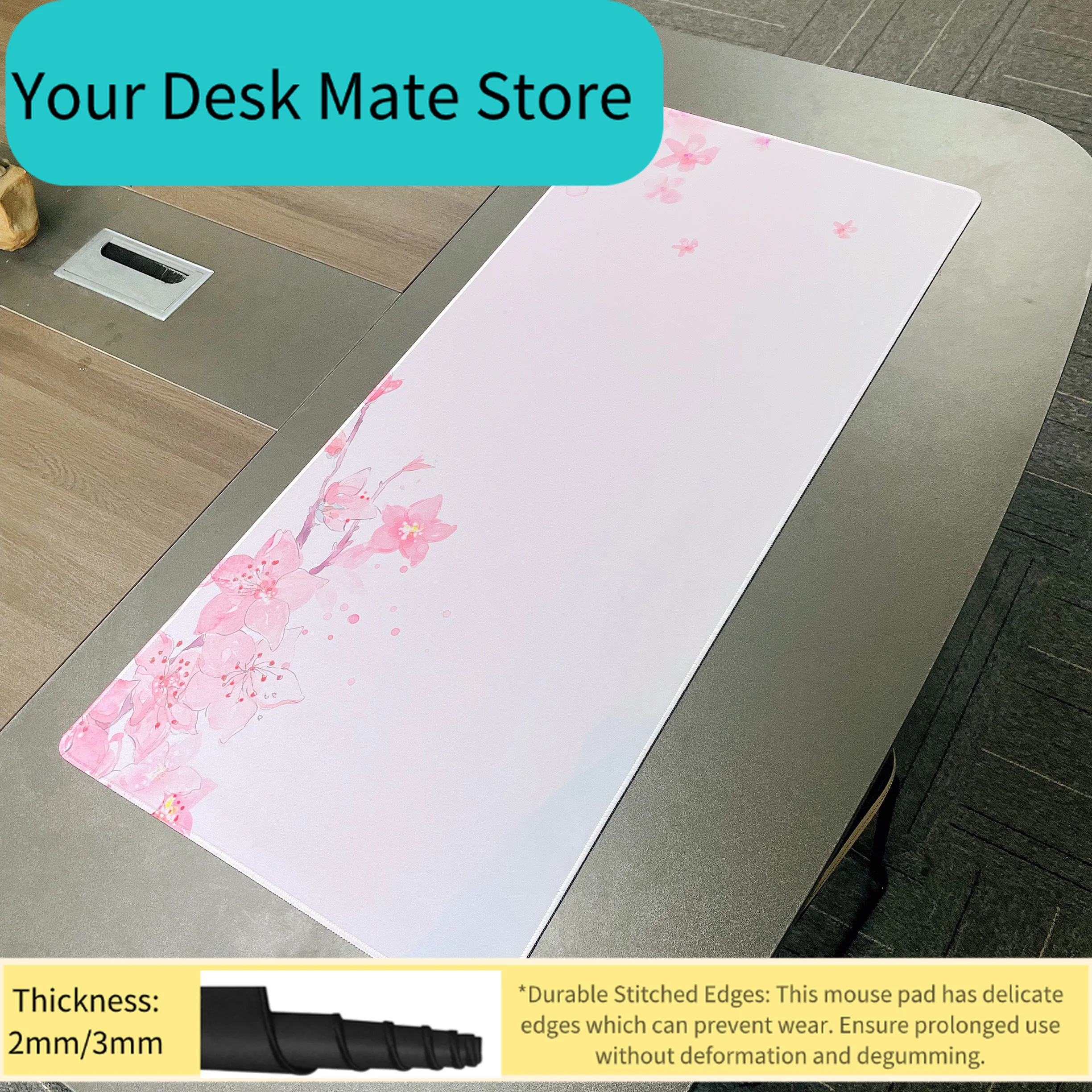 Pink Cherry Blossoms Speed Locking Edge Large Natural Rubber Mouse Pad Waterproof Game Desk Mousepad Keyboard Mat For Ladies