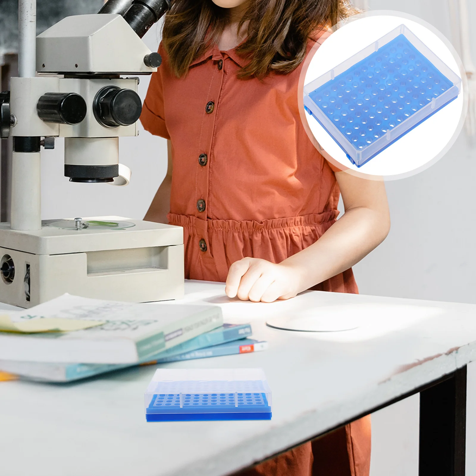 

5Pcs 96 Well Microcentrifuge Tube Rack Blue Polypropylene Lab Tube Organizer Waterproof Stable Holder