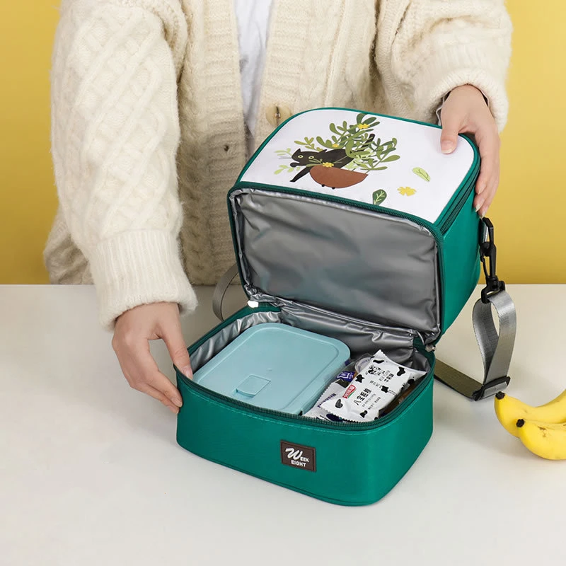 Dubbele Laag Mummie Tas Thermische Lunchbox Voor Reizen Camping Voedsel Isolatiezak Met Verstelbare Schouderriem Grote Capaciteit