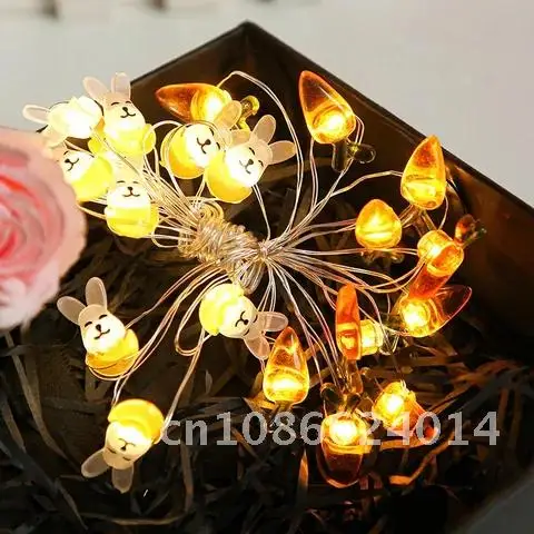 

2022 Easter Bunny String Lights 2M LED Easter Decoration Home Rabbit Eggs Party Supplies Happy Easter Gift