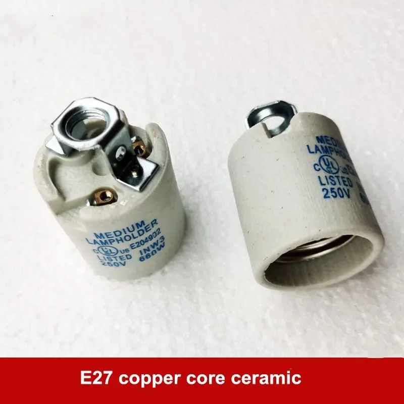

2PCS E27 Copper Core Ceramic Cap Screw High Temperature Resistant Floor Chandelier Wall Lamp Insulation Lamp Fittings
