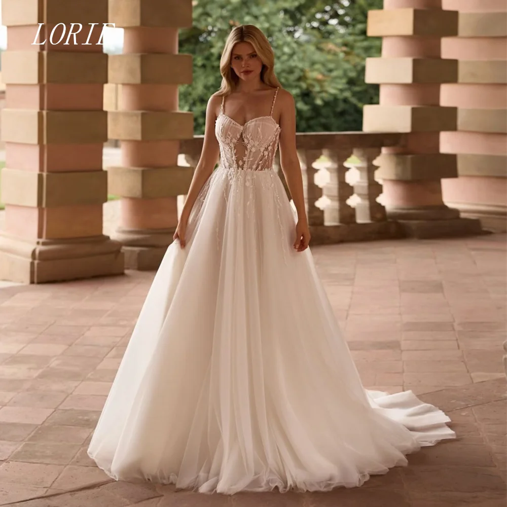 LORIE فستان زفاف فاخر من الدانتيل على شكل حرف A فساتين زفاف على شكل قلب مزين بثوب زفاف رشيق مخصص 2026 #1