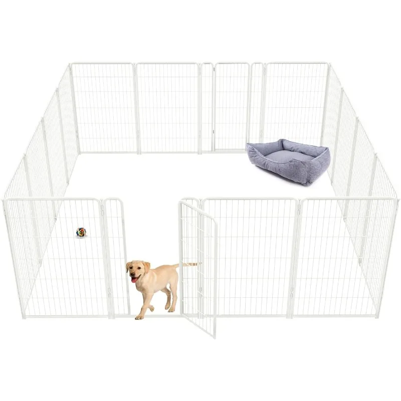 FXW Homeplus Indoor Dog Playpen - Stress-Free and Safe Play, 45 Inch 16 Panels for Puppy and Small Dogs, White│Patented