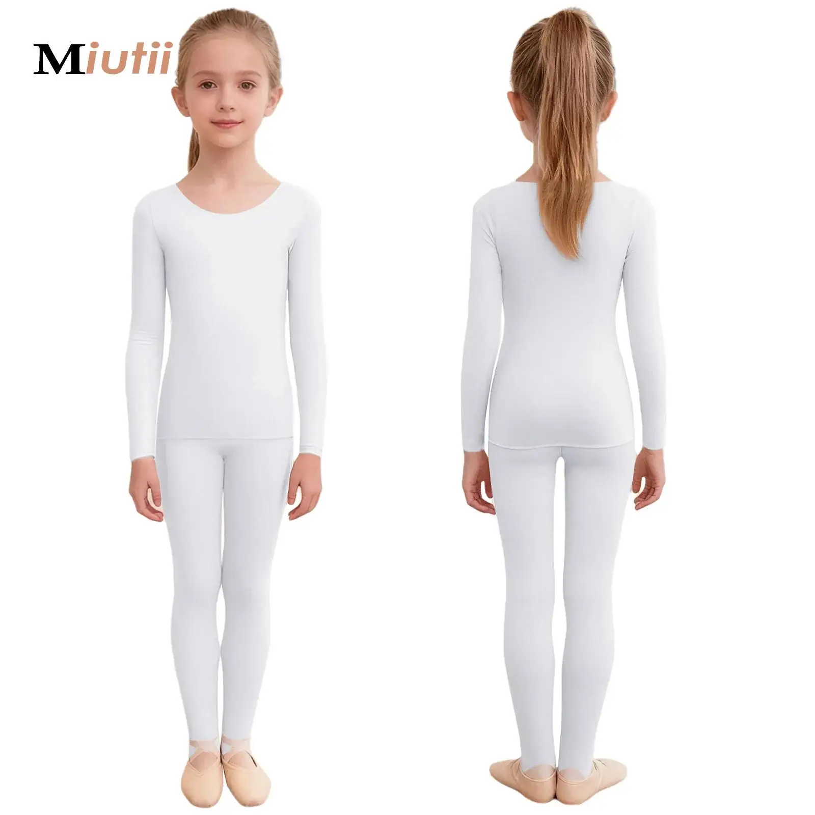 

Girls Ballet Dance Wear Leotard Long Sleeve Ballet Practice Set for Kids Nude Invisible Underwear Outfit Dance Form Fitting Base