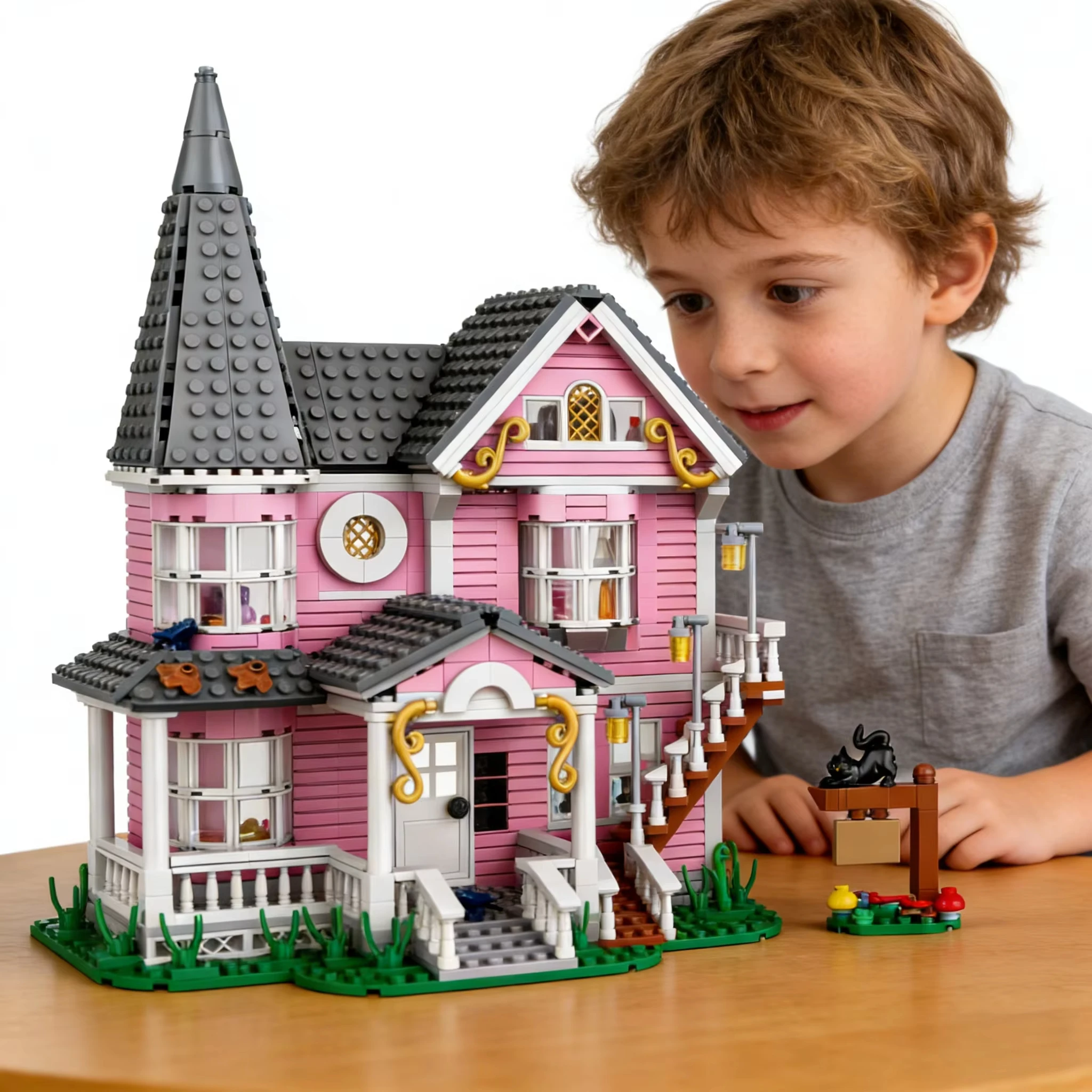 Coraline‘s Iconic Pink Palace Building Blocks Set,Fantasy Haunted House Model for Display,Unique Collector’s Gift for Movie Fans view 2